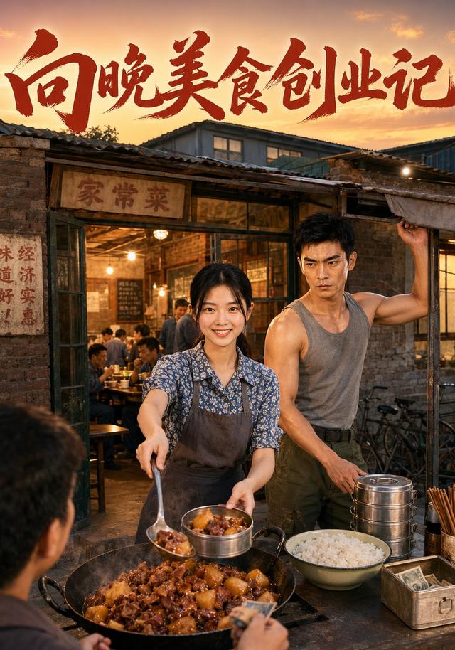 向晚美食创业记AI短剧封面图